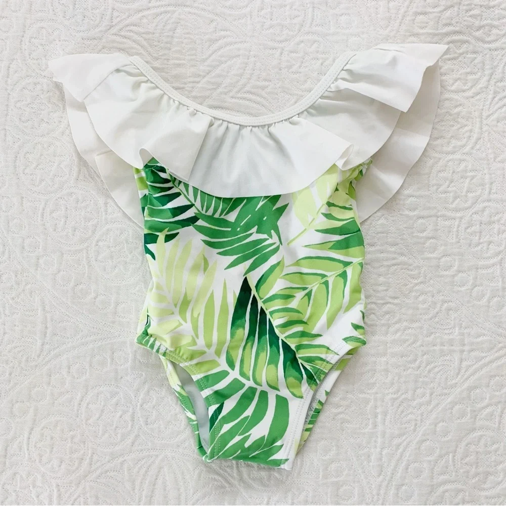 Janie and Jack Palm Leaf Ruffle Swimsuit‎